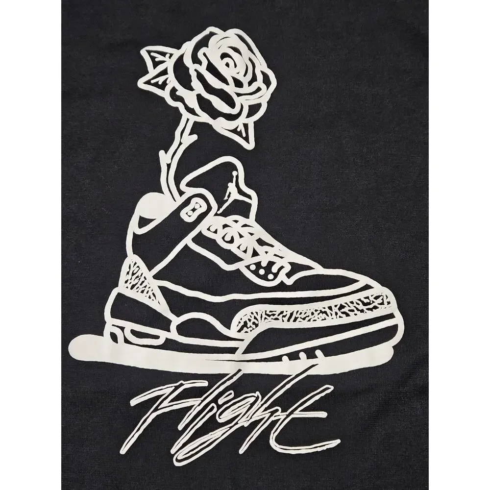 Air Jordan Black Flight Rose Shirt Size 1X Loose Fit Graphic T-shirt